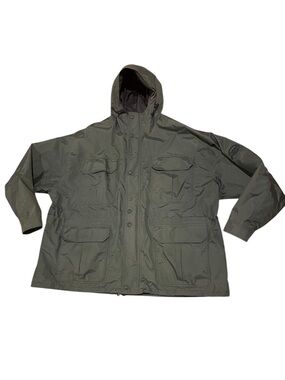 4XL Cabelas Jacket Mens Green Nylon Hooded Goretex Full Zip Rainjacket